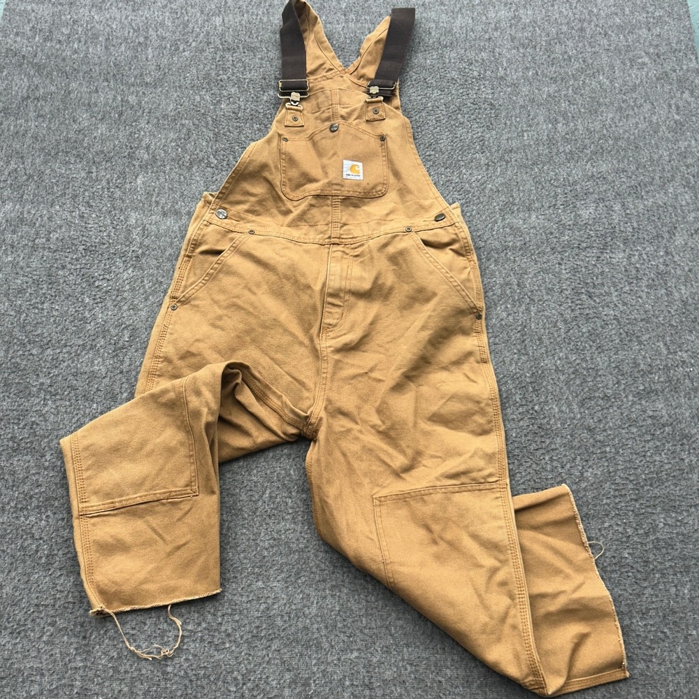 Carhartt Womens Overalls Size 14 Canvas Cutoff Cropped Raw Hem Work